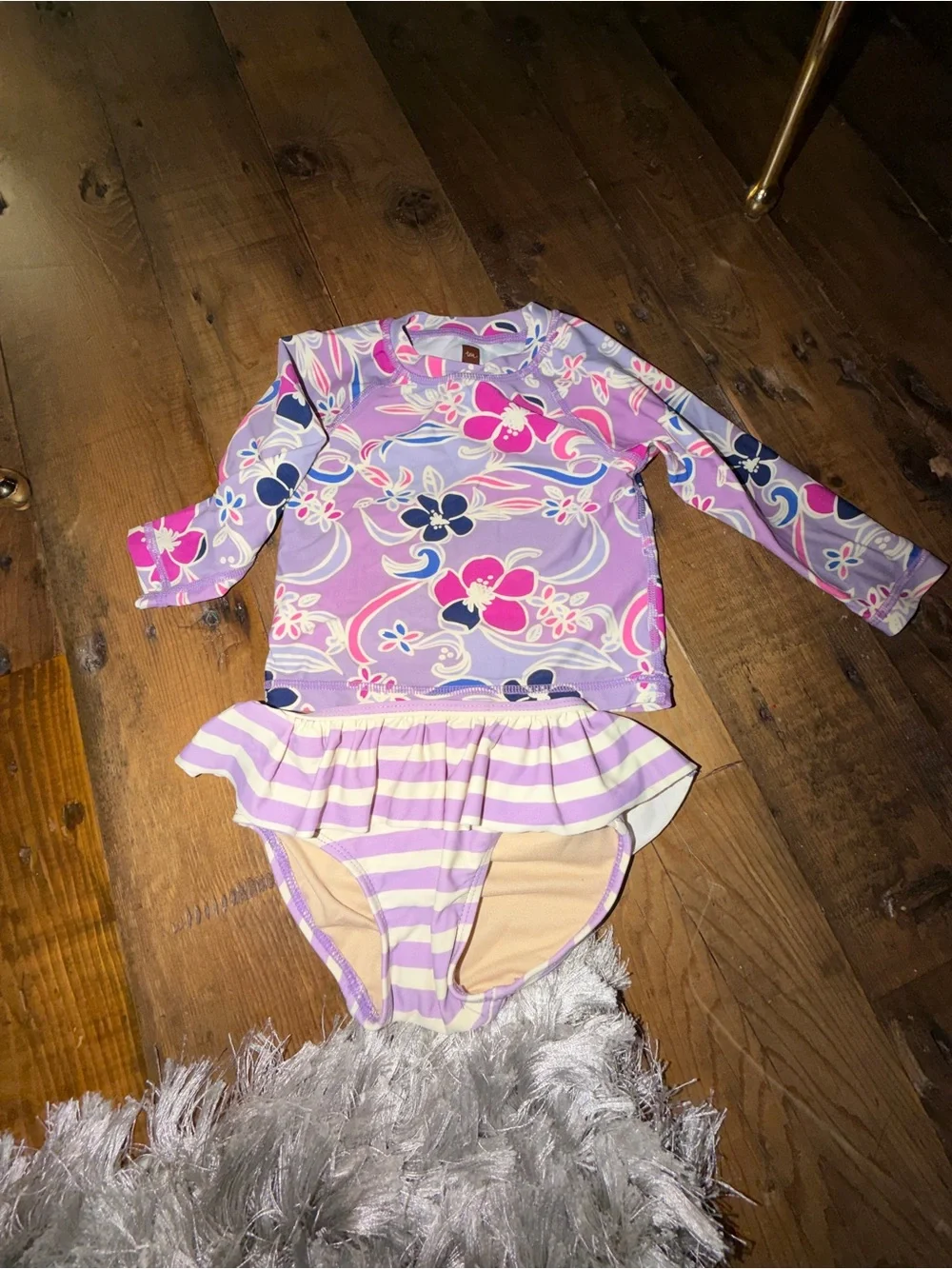 Tea purple Floral Long-Sleeve Swim Set girls size 12-18M